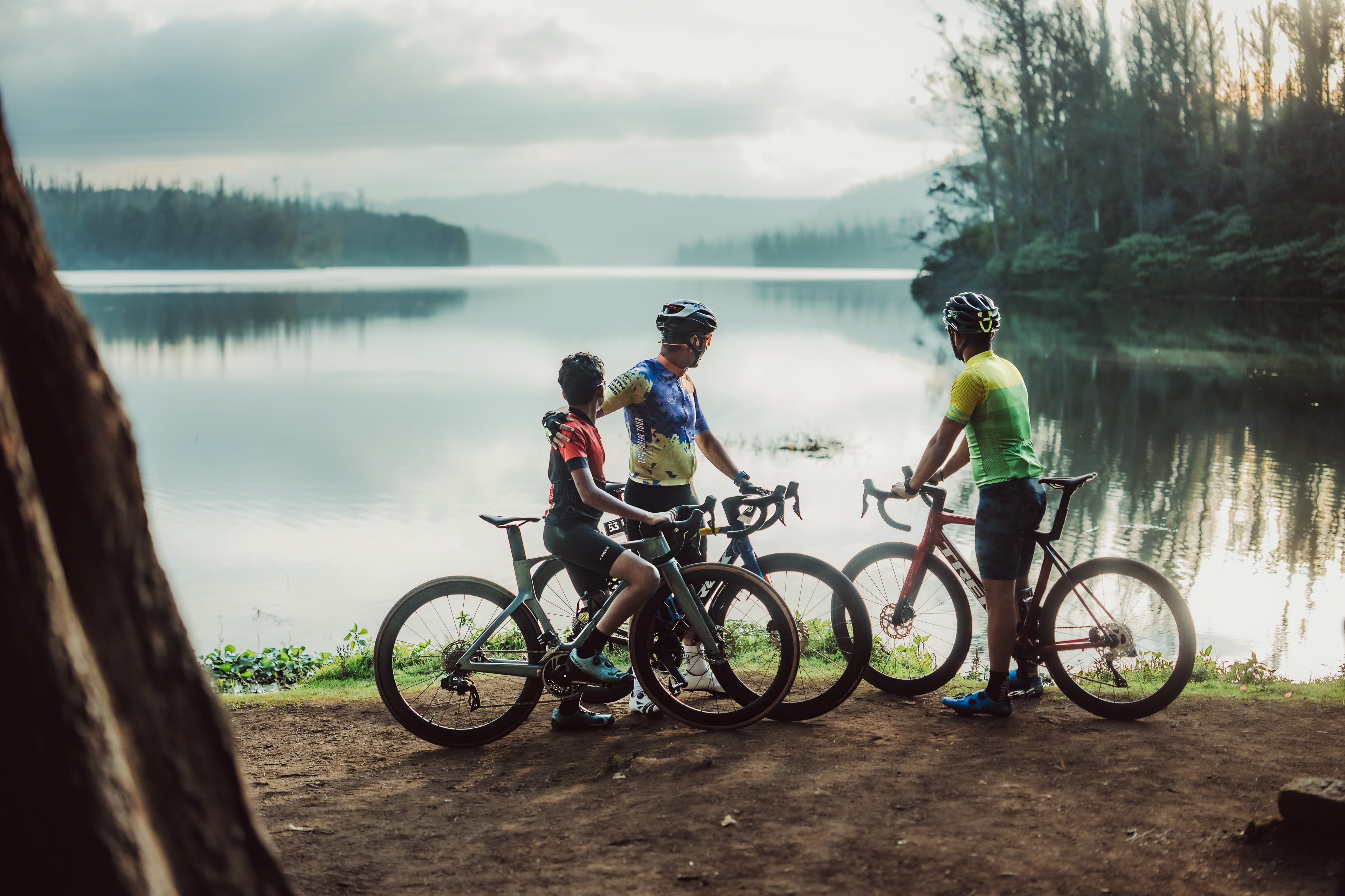 Cyclists in mist representing endurance